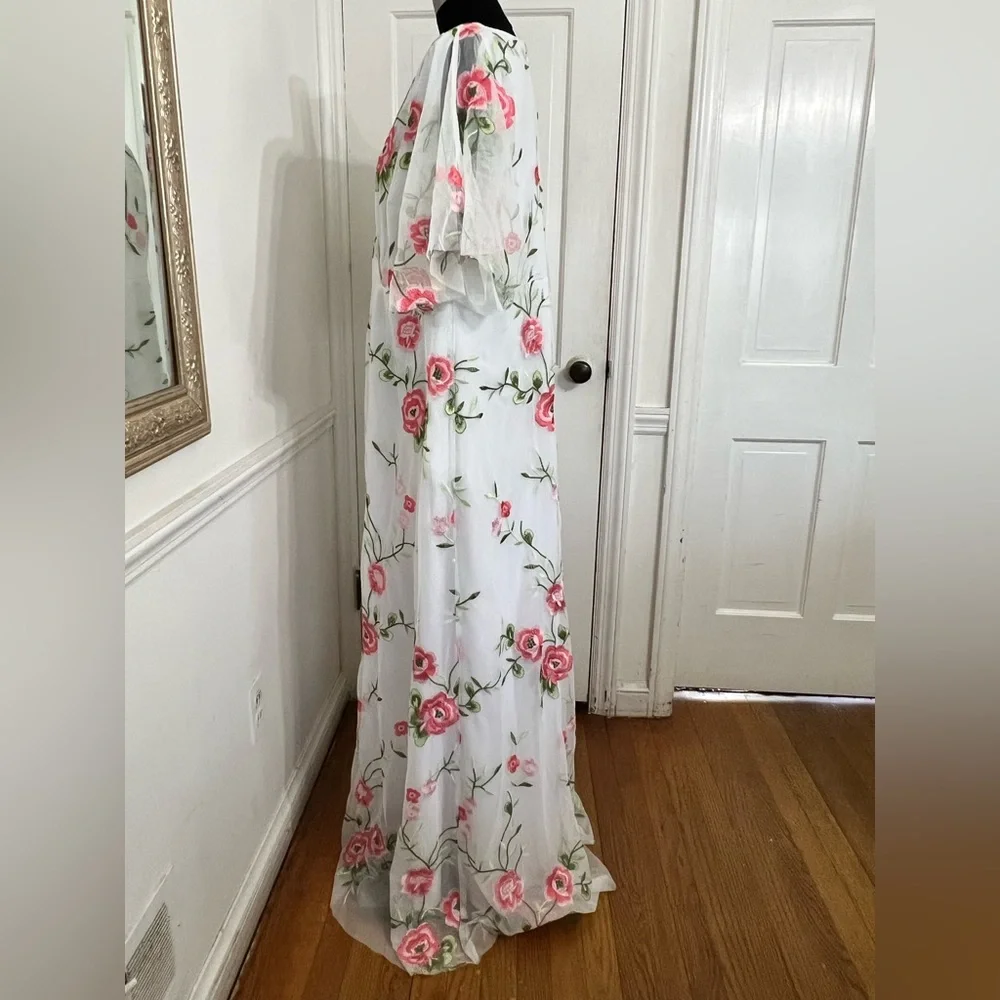 Kiyonna Floral V-Neck Wedding Dress - Picture 6 of 16